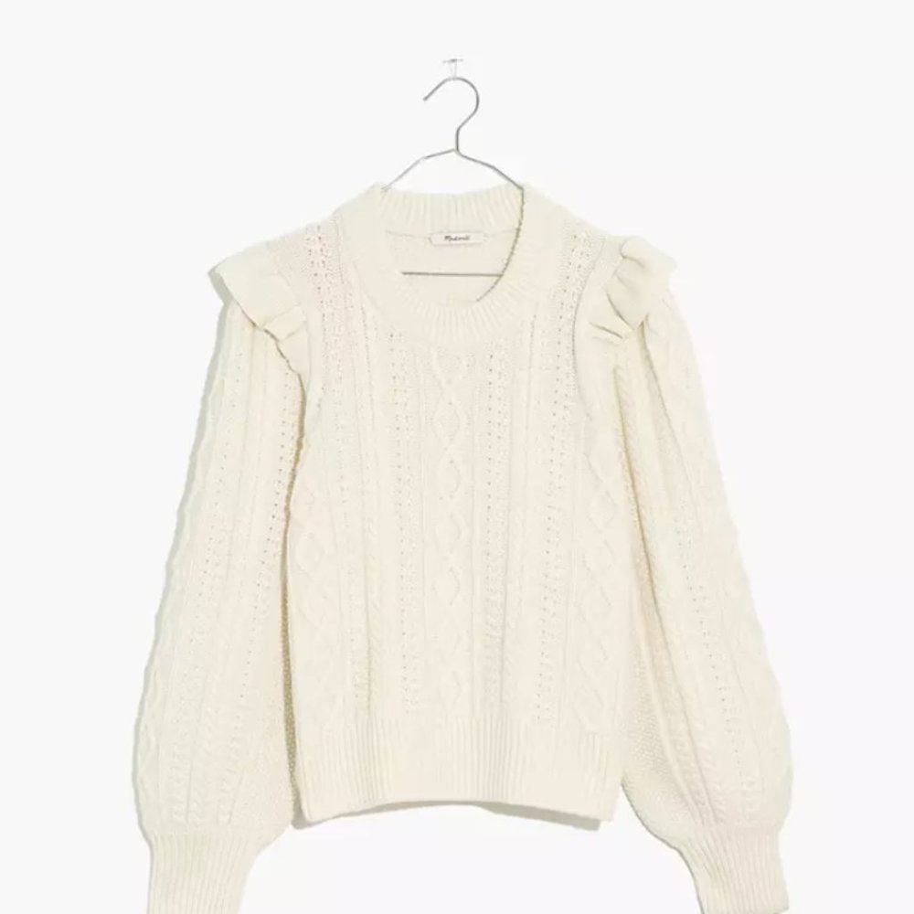 Hollydene Ruffle-Shoulder Pullover Sweater